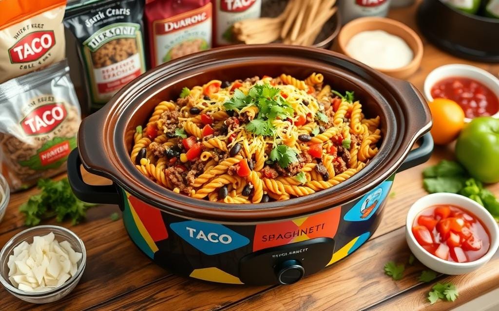 Crockpot Taco Spaghetti