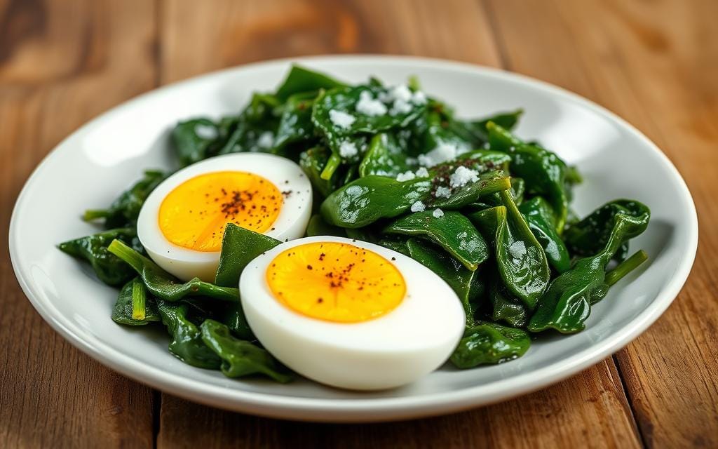 spinach and eggs dish spinach and eggs dish