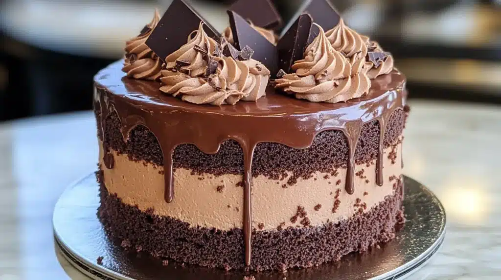 chocolate cake with three types of chocolate Triple Chocolate Cake 3