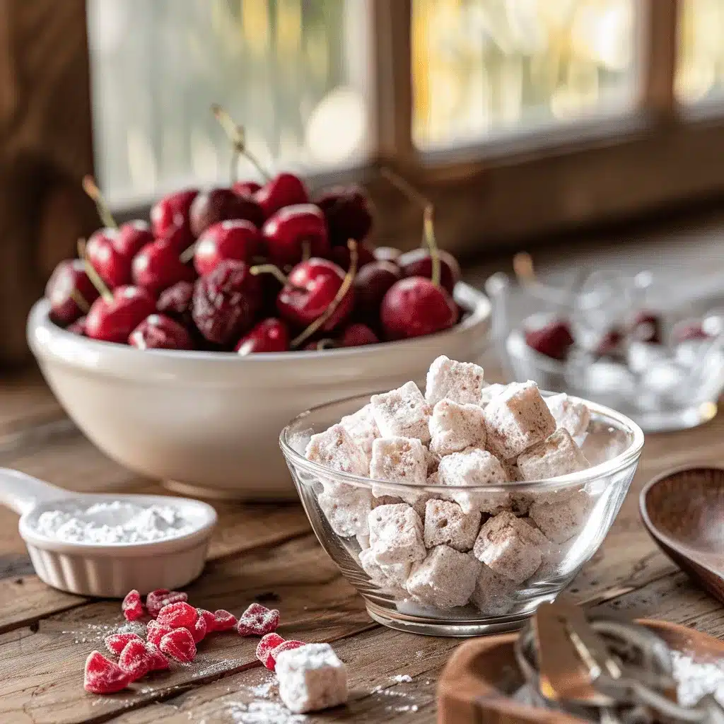 Cherry Cheesecake Puppy Chow preparation steps