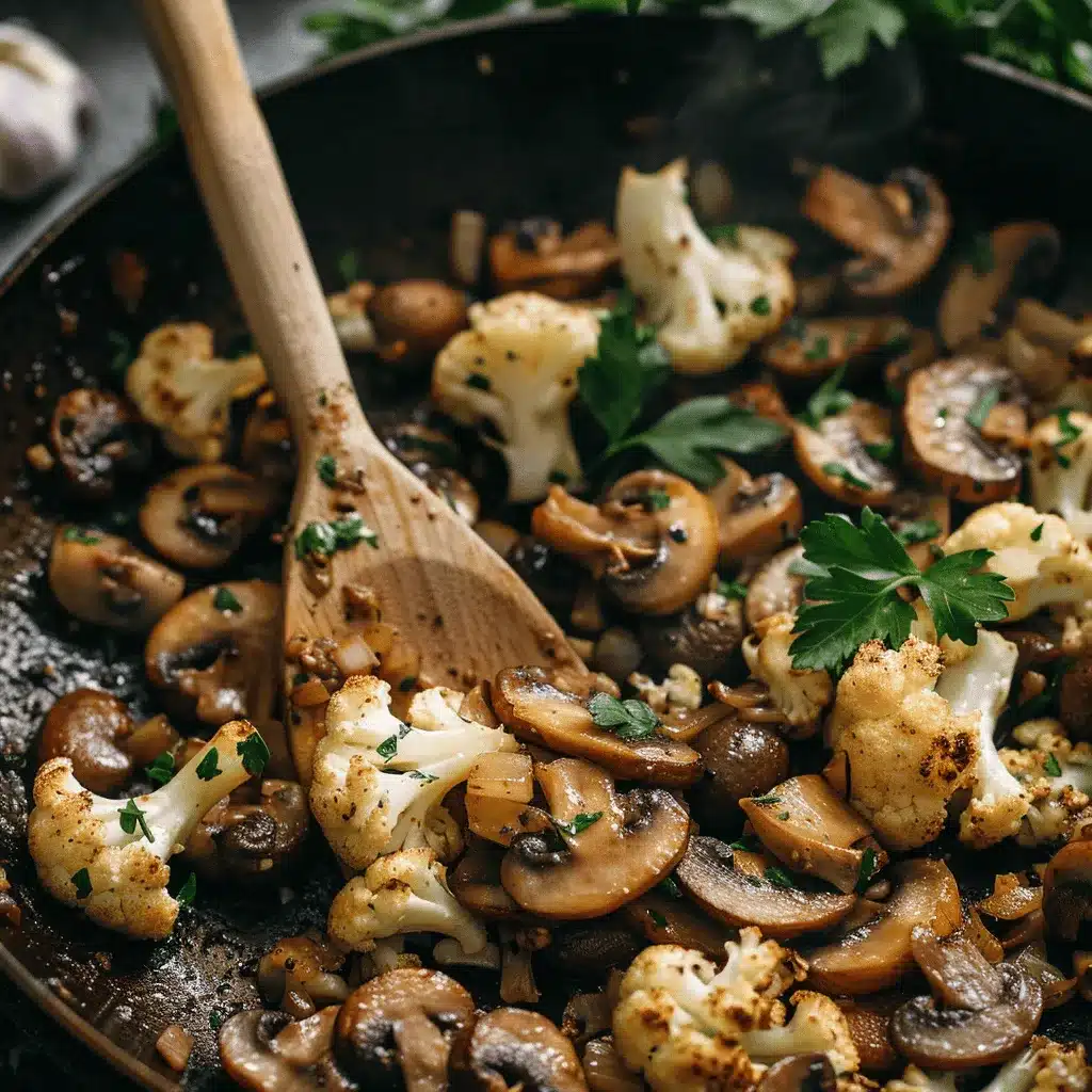 Garlic Cauliflower Mushroom Skillet preparation steps