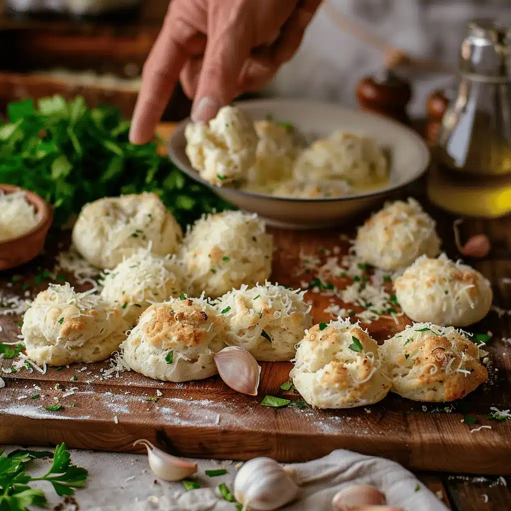 Garlic Parmesan Stuffed Biscuit Bombs preparation steps