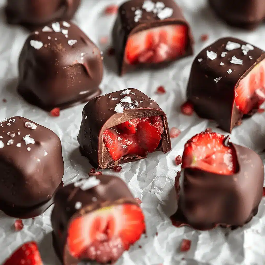 chocolate strawberry frozen yogurt bites - featured image