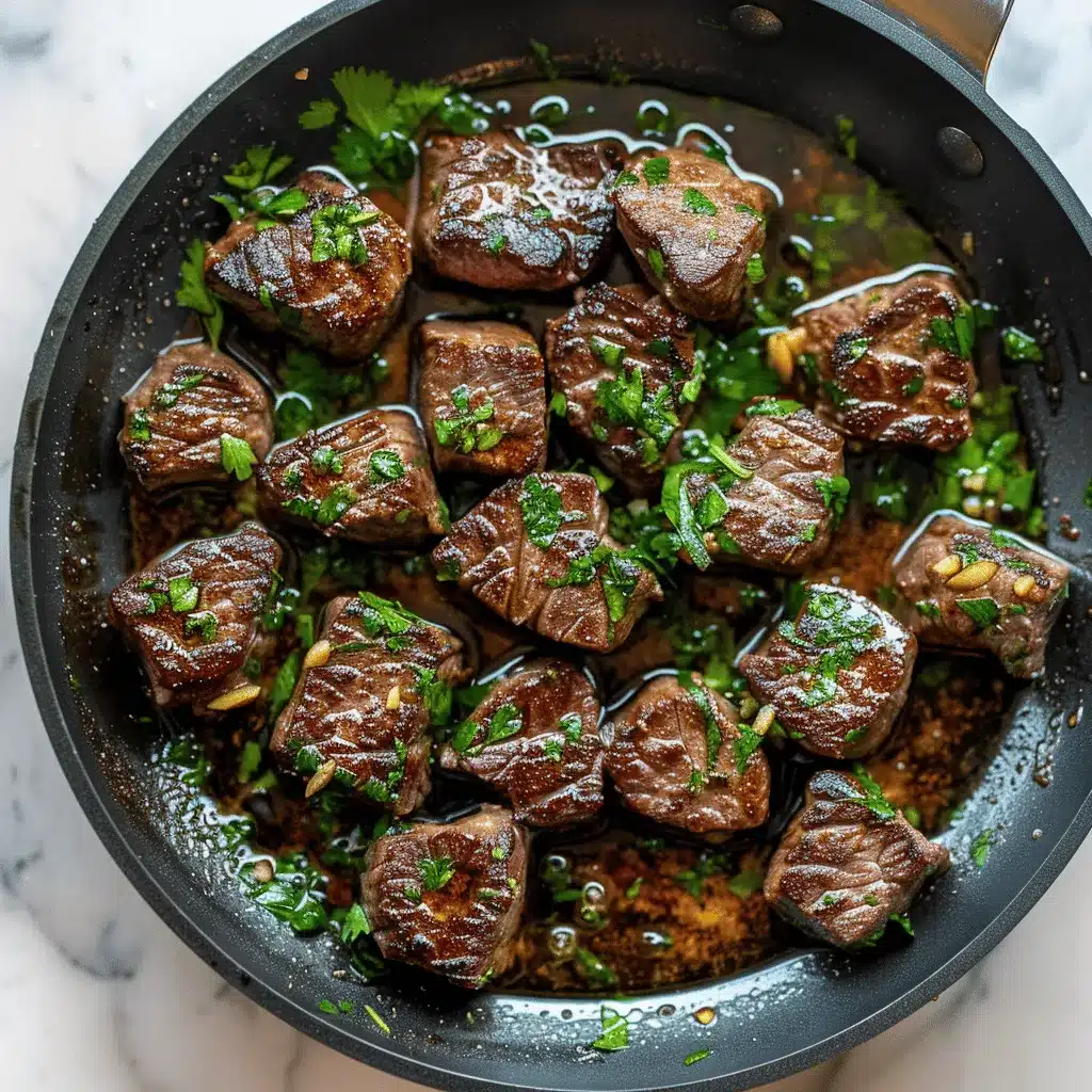 garlic butter steak bites skillet preparation steps