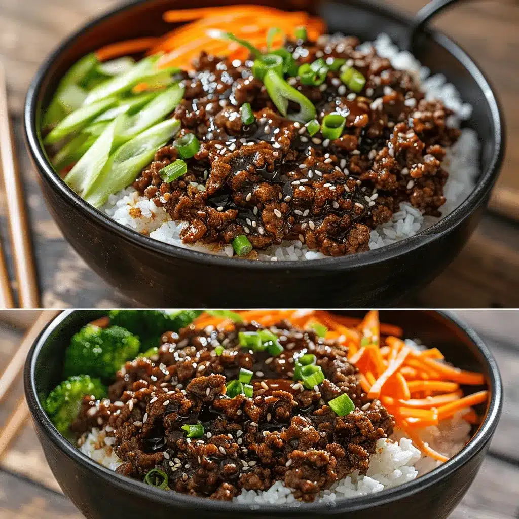 Korean ground beef bowl preparation steps