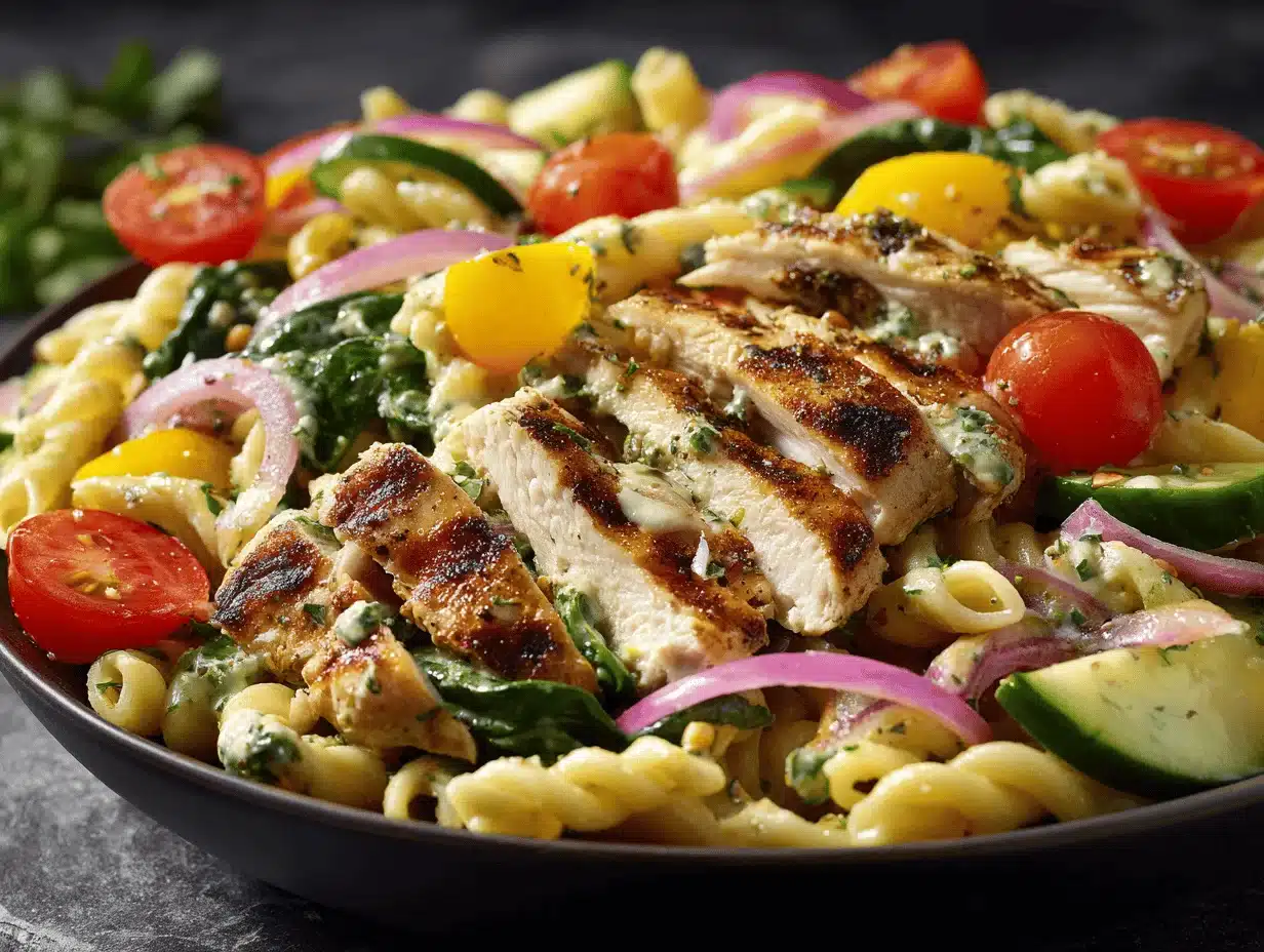 Mediterranean chicken pasta salad - featured image