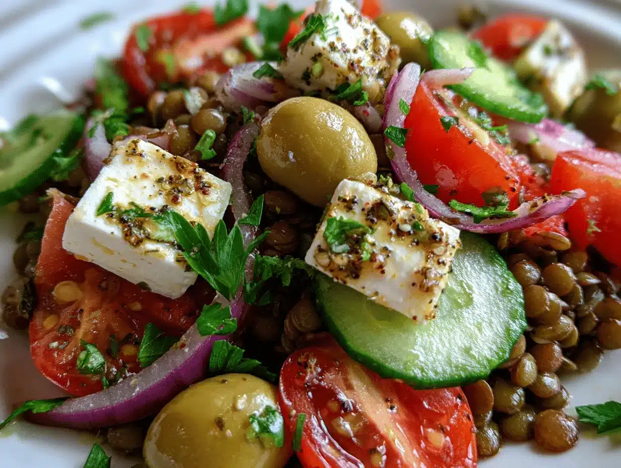 Mediterranean lentil salad preparation steps