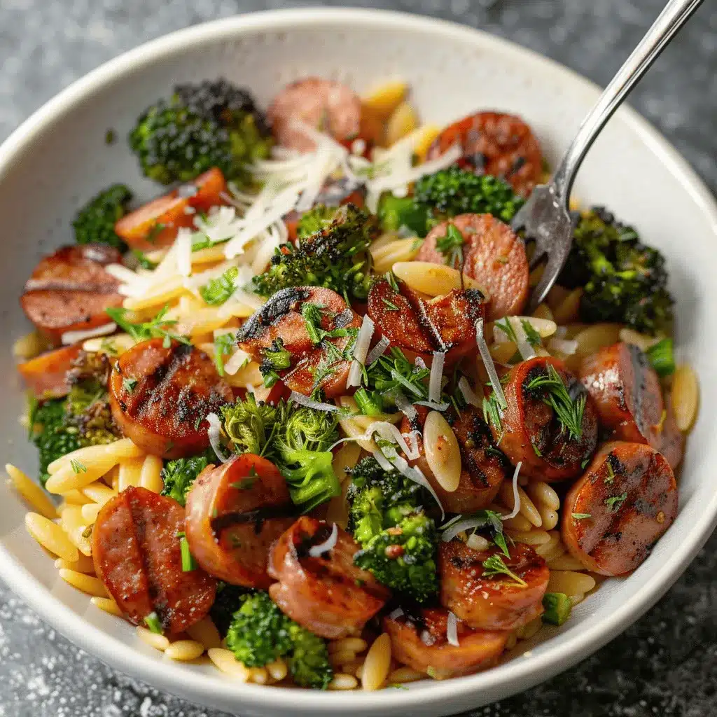 sausage broccoli orzo bowl preparation steps