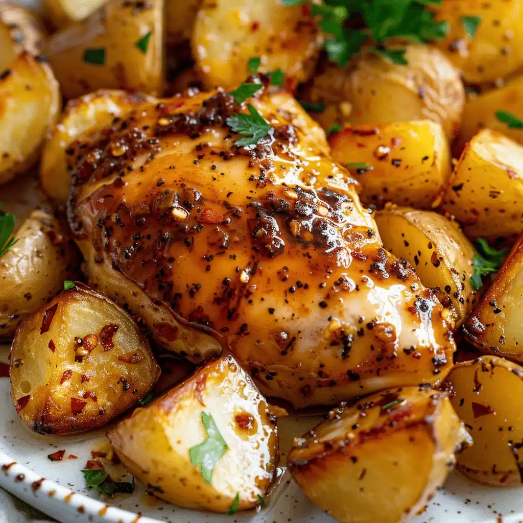 sheet pan honey garlic chicken and potatoes - featured image