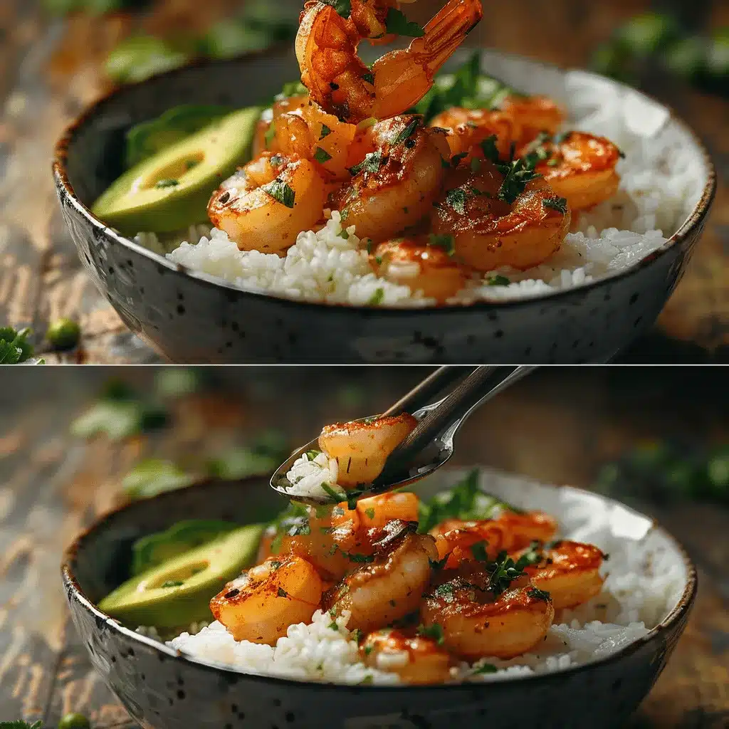spicy shrimp and avocado rice bowl preparation steps