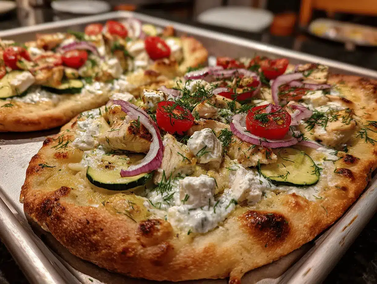 tzatziki chicken pizza preparation steps