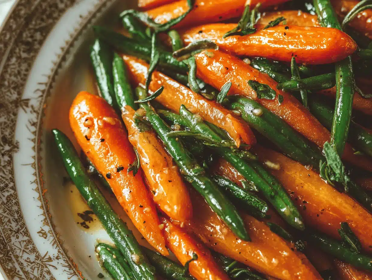 honey glazed carrots and green beans - featured image