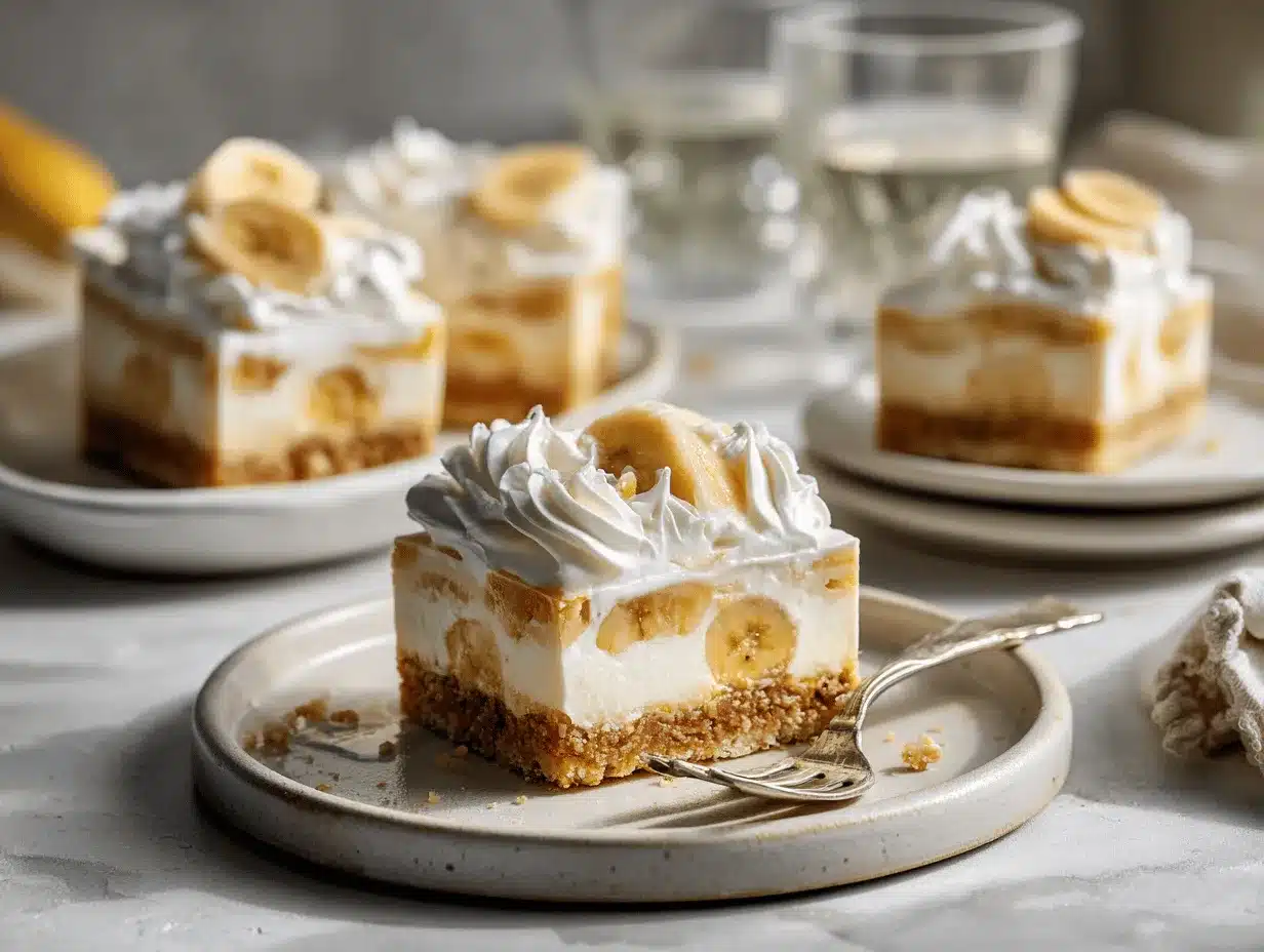 no-bake banana cream pie bars preparation steps