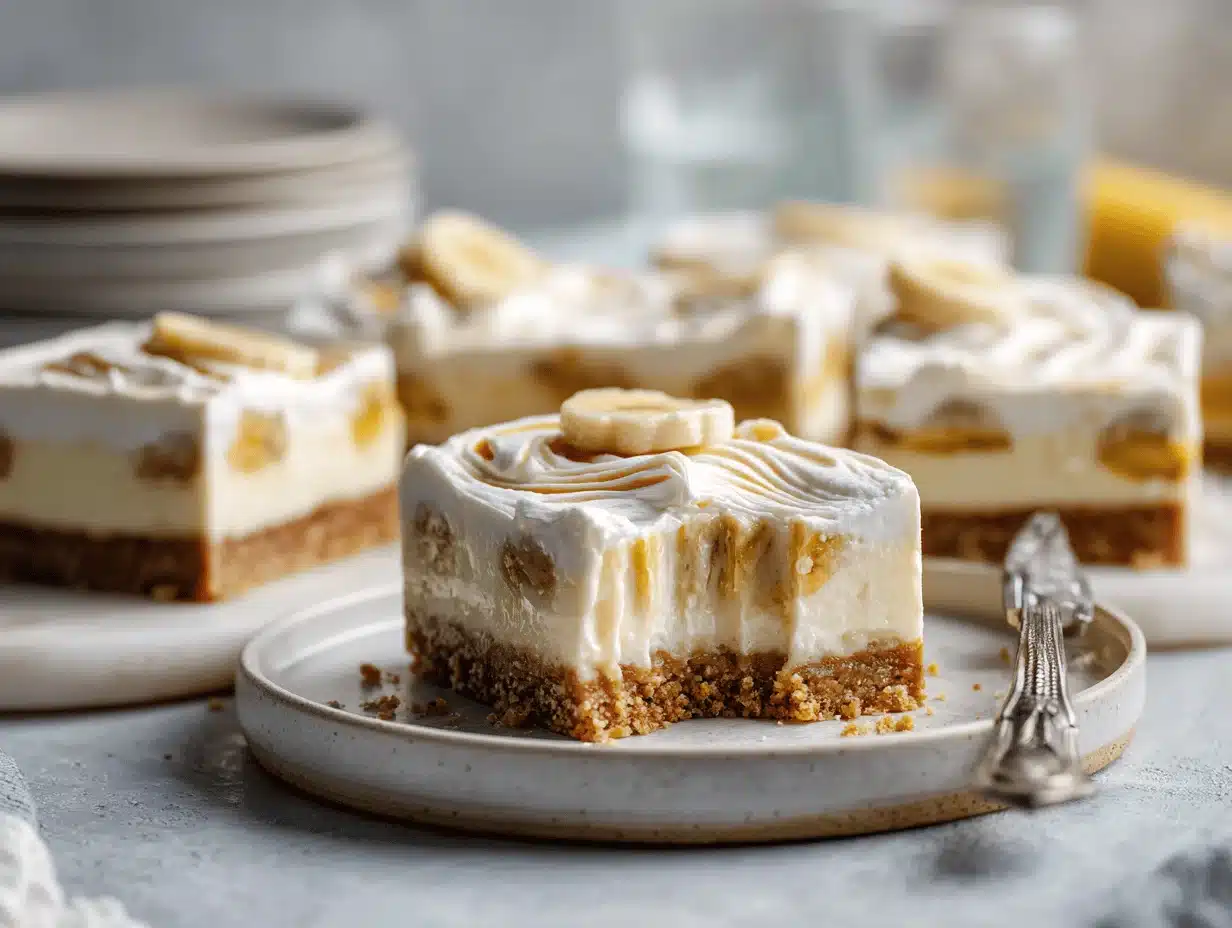 no-bake banana cream pie bars - featured image